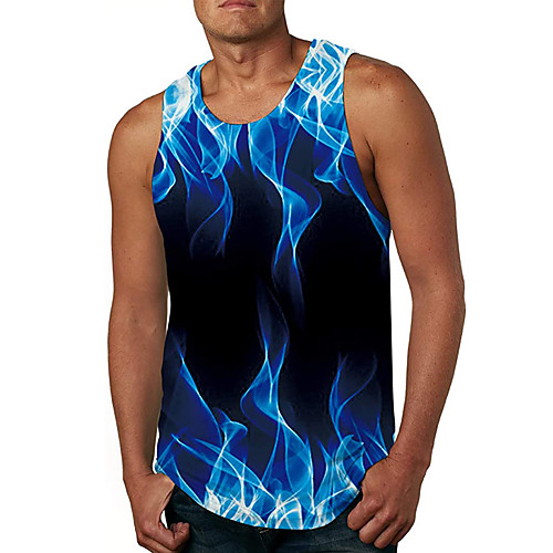 

Men's Tank Top Vest Undershirt 3D Print 3D 3D Print Sleeveless Daily Tops Casual Beach Black