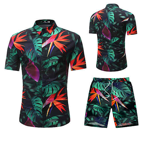 

Men's Shirt Other Prints Graphic Prints Print Short Sleeve Vacation Tops Green / Black