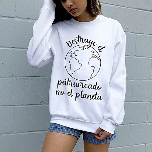

Women's Sweatshirt Pullover Pure Color Crew Neck Letter Printed Sport Athleisure Sweatshirt Top Long Sleeve Breathable Soft Comfortable Everyday Use Street Casual Daily Outdoor