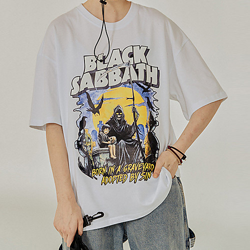 

Men's T shirt Hot Stamping Graphic Prints Letter Print Short Sleeve Casual Tops 100% Cotton Basic Casual Fashion White Black