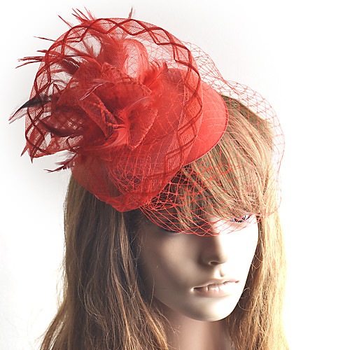 

Retro Tulle Fascinators with Feather / Flower 1 Piece Wedding / Party / Evening Headpiece