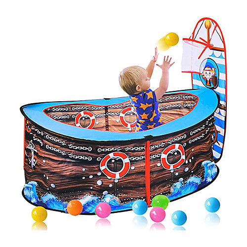 

Play Tent & Tunnel Playhouse Teepee Ball Pit Pirate Ship Foldable Convenient with Basketball Hoop Polyester Gift Indoor Outdoor Party Favor Festival Fall Spring Summer 3 years Boys and Girls Pop Up