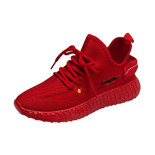 

Women's Trainers Athletic Shoes Flat Heel Round Toe Casual Daily Tissage Volant Solid Colored Black Red Pink
