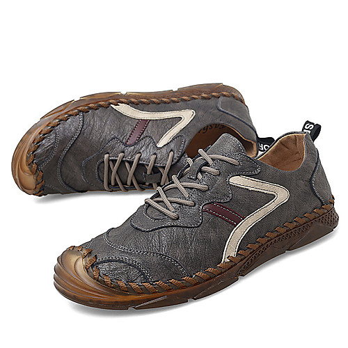 

Men's Sneakers Sporty Athletic Outdoor Running Shoes Walking Shoes Cowhide Handmade Non-slipping Shock Absorbing Booties / Ankle Boots Black Beige Gray Spring Summer