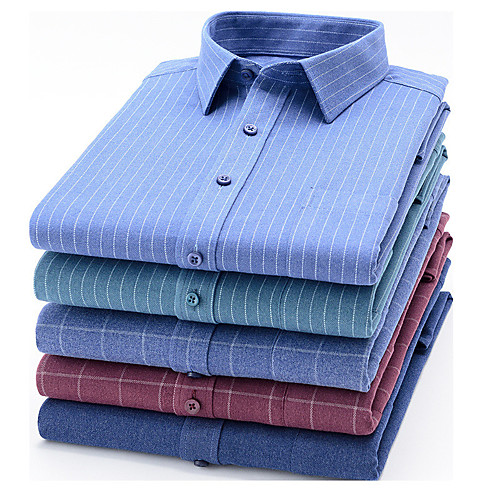 

Men's Shirt Plaid Button-Down Long Sleeve Casual Tops Business Simple A B C