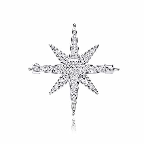 

rhinestone star brooch pin for women girls men fashion dainty crystal cz silvery lapel pins dress suit bouquet accessories jewelry christmas winter holiday wedding decor unisex gifts