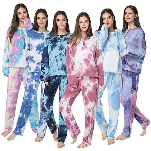 

Adults' Kigurumi Pajamas Tie dye Onesie Pajamas Flannel Fabric Light Blue Cosplay For Men and Women Animal Sleepwear Cartoon Festival / Holiday Costumes