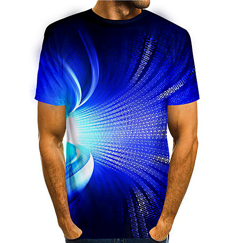 

Men's T shirt 3D Print Graphic 3D 3D Print Short Sleeve Daily Tops Basic Casual Blue