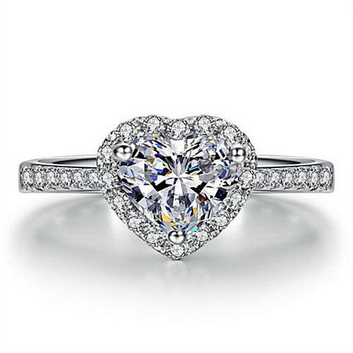 

Ring 3D Silver Zircon Copper Silver-Plated Heart Precious Fashion 1pc 7 8 9 / Women's / Promise Ring