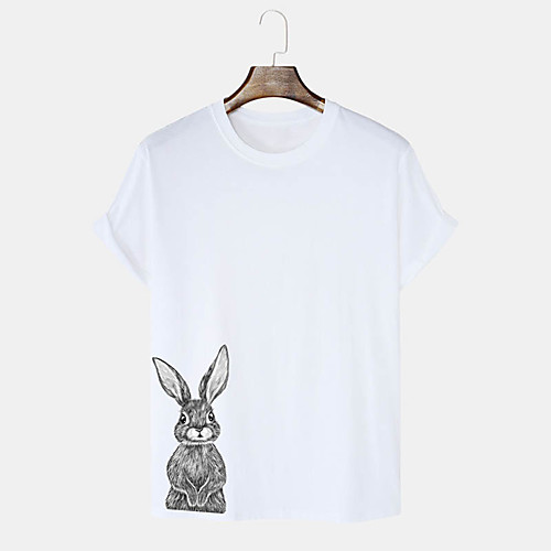 

Men's Unisex T shirt Hot Stamping Graphic Prints Rabbit / Bunny Happy Easter Plus Size Print Short Sleeve Daily Tops 100% Cotton Basic Casual White Black Blushing Pink