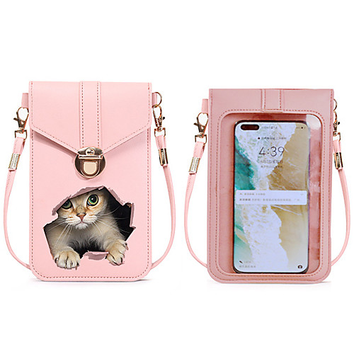 

Women's Girls' Kids Bags PU Leather Mobile Phone Bag Messenger Bag Cat 3D Print Daily Going out Traveling Handbags MessengerBag Wine Black Blushing Pink Dusty Rose