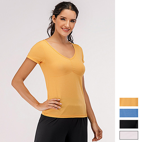 

Women's Short Sleeve V Neck Running Shirt Tee Tshirt Top Athletic Athleisure Nylon Breathable Quick Dry Moisture Wicking Gym Workout Running Active Training Jogging Exercise Sportswear Solid Colored