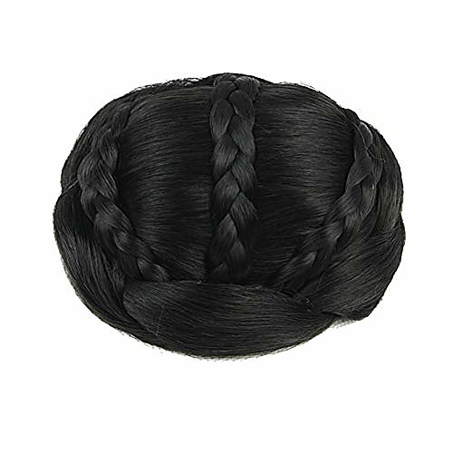 

synthetic hair coil disk chignon donut updo braided bun hairpieces clip in hair scrunchie wedding extensions 6 colors avilable black