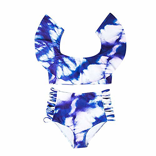 

willow s women 2019 summer fashion sexy two piece vintage off shoulder flounce ruffled printed monokini swimsuits blue