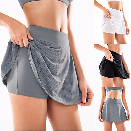 

Women's Athletic Skort Running Skirt Athletic Shorts Bottoms 2 in 1 Liner Spandex Fitness Gym Workout Running Jogging Exercise Breathable Quick Dry Moisture Wicking Sport Solid Colored White Black