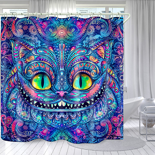 

Blue Color Monster Digital Printing Shower Curtain Shower Curtains Hooks Modern Polyester New Design