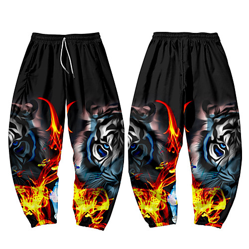 

Men's Casual / Sporty Athleisure Daily Sports Jogger Pants Sweatpants Pants Tiger Full Length Elastic Waist 3D Print Black