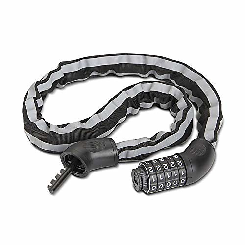 

bike lock heavy duty security anti-theft bicycle chain lock with reflective strips,suitable for most items requiring protection (black)