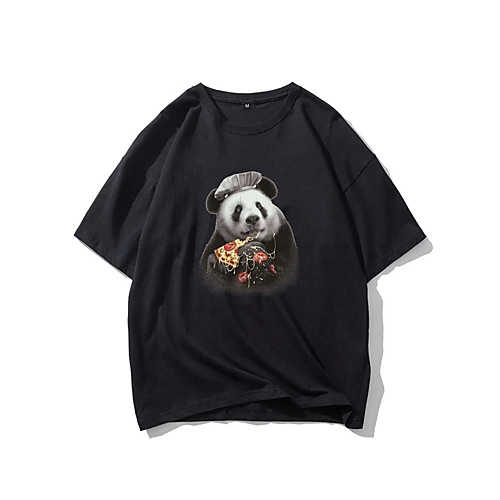 

Men's Unisex T shirt Hot Stamping Graphic Prints Panda Animal Plus Size Print Short Sleeve Daily Tops 100% Cotton Fashion Vintage Classic Black