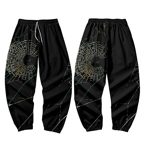 

Men's Casual / Sporty Athleisure Daily Sports Jogger Pants Sweatpants Pants Spider web Full Length Elastic Waist 3D Print Black