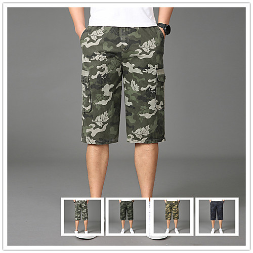 

Men's Hiking Shorts Camo Summer Outdoor Multi-Pockets Breathable Soft Wear Resistance Cotton Capri Pants Yellow Army Green Light Grey Dark Navy Hunting Fishing Climbing L XL XXL XXXL 4XL