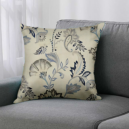 

1 Pc Floral&Plants Cushion Cover Double Side Print 45x45cm Linen for Sofa Bedroom