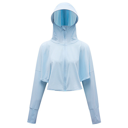 

Women's Long Sleeve Windbreaker Running Skin Jacket Full Zip Thumbhole Coat Top Athletic Athleisure Summer Waterproof UV Sun Protection Quick Dry Fitness Gym Workout Running Jogging Sportswear Solid