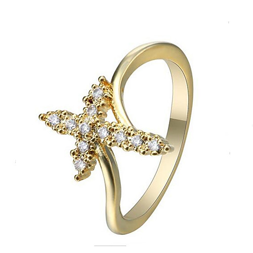 

Ring 3D Gold Silver Zircon Copper Gold Plated Cross Precious Fashion 1pc 7 8 9 / Women's