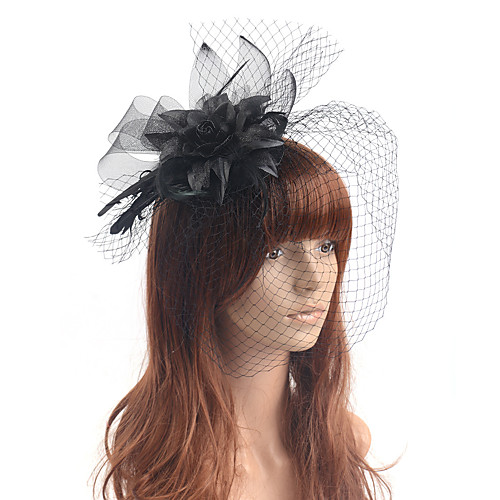 

Elegant Retro Tulle Fascinators with Feather / Floral 1 Piece Special Occasion / Party / Evening Headpiece