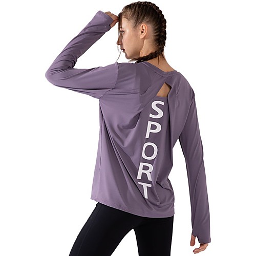 

Women's Long Sleeve Running Shirt Tee Tshirt Top Athletic Athleisure Elastane Breathable Quick Dry Moisture Wicking Yoga Fitness Gym Workout Running Training Sportswear Normal Violet Black Blue