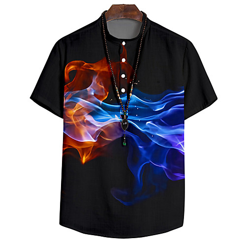 

Men's Shirt 3D Print Lightning Button-Down 3D Print Short Sleeve Daily Tops Casual Comfortable Black