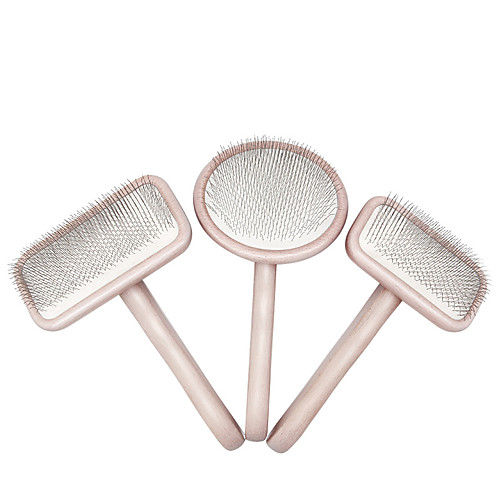

Dog Cat Grooming Cleaning Pet Grooming Brush Wooden Stainless steel Comb Dog Clean Supply Pet Hair Remover Massage Removing Matted Tangled Self Cleaning Pet Grooming Supplies Pink