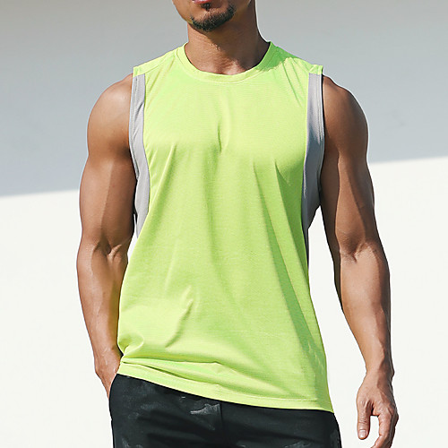 

Men's Sleeveless Workout Tank Top Running Tank Top Top Athletic Athleisure Spandex Reflective Lightweight Breathable Fitness Gym Workout Running Jogging Sportswear Solid Colored Plus Size fluorescent