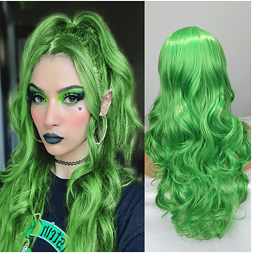 

Synthetic Wig Deep Wave Middle Part Wig Medium Length Mint Green Synthetic Hair Women's Cosplay Party Fashion Green
