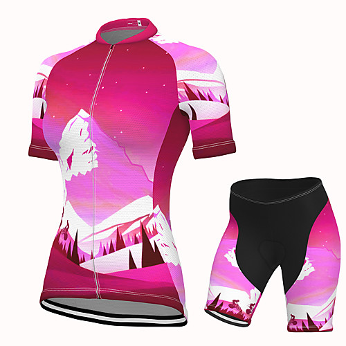 

Women's Short Sleeve Cycling Jersey with Shorts Spandex Red Bike Breathable Quick Dry Sports Nature & Landscapes Mountain Bike MTB Road Bike Cycling Clothing Apparel / Stretchy / Athletic
