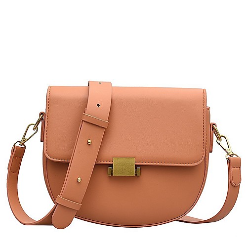 

Women's Bags PU Leather Crossbody Bag Saddle Bag Buttons Daily Outdoor 2021 Baguette Bag MessengerBag White Black Yellow Orange