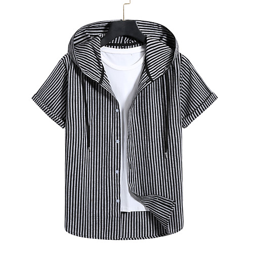 

Men's Sweatshirt Shirt non-printing Color Block Plain Patchwork Short Sleeve Casual Tops Black
