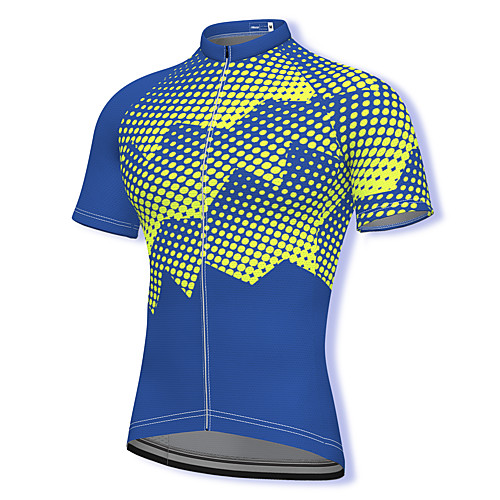 

21Grams Men's Short Sleeve Cycling Jersey Spandex Blue Polka Dot Bike Top Mountain Bike MTB Road Bike Cycling Breathable Quick Dry Sports Clothing Apparel / Athleisure