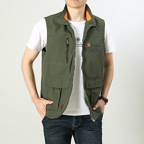 

Men's Fishing Vest Outdoor Breathable Mesh Multi-Pockets Quick Dry Lightweight Vest / Gilet Autumn / Fall Winter Spring Fishing Photography Camping & Hiking Army Green Khaki Dark Blue / Cotton