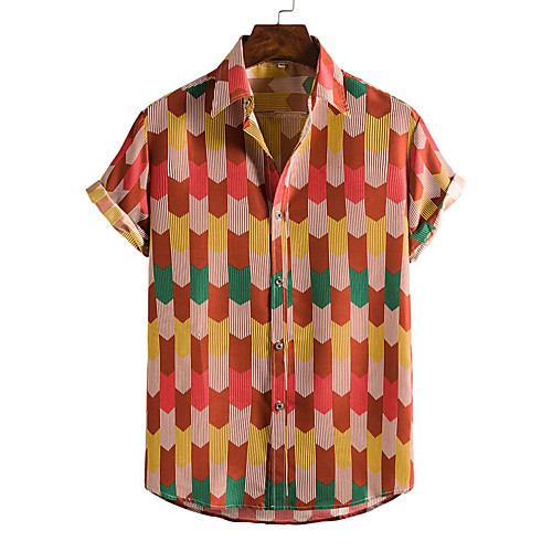 

Men's Shirt Other Prints Zebra collared shirts Print Short Sleeve Daily Tops Beach Boho Red