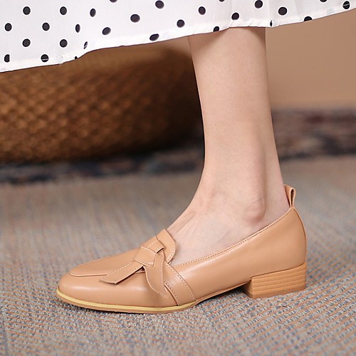 

Women's Flats Flat Heel Round Toe Microfiber Bowknot Solid Colored Almond Black