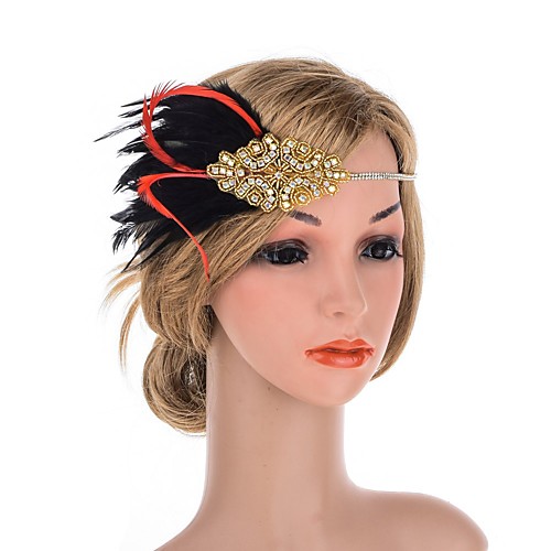 

1920s Elegant Feather / Fabric Fascinators with Feather / Crystals 1 Piece Special Occasion / Party / Evening Headpiece