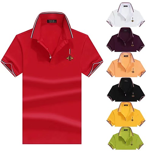 

Men's Polo Other Prints Bee Embroidered Short Sleeve Daily Tops Simple Formal White Black Red