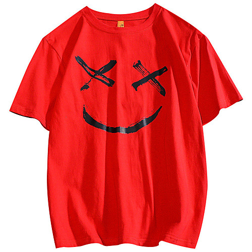 

Men's Unisex T shirt Hot Stamping Graphic Prints Smiley Face Plus Size Print Short Sleeve Casual Tops 100% Cotton Basic Casual Fashion White Black Red