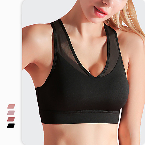 

Women's Sports Bra Bra Top Racerback Nylon Spandex Yoga Fitness Gym Workout Breathable Soft Push Up Padded Medium Support Watermelon Red Black Purple Pink Solid Colored / Stretchy / Athletic