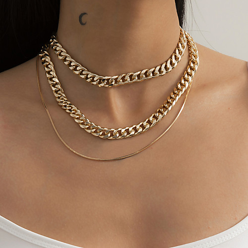

Choker Necklace Torque Necklace Women's Geometrical Artistic Simple Fashion Vintage Trendy Gold Silver 40,45,47 cm Necklace Jewelry 3pcs for Street Daily Holiday Club Festival Geometric Rectangle