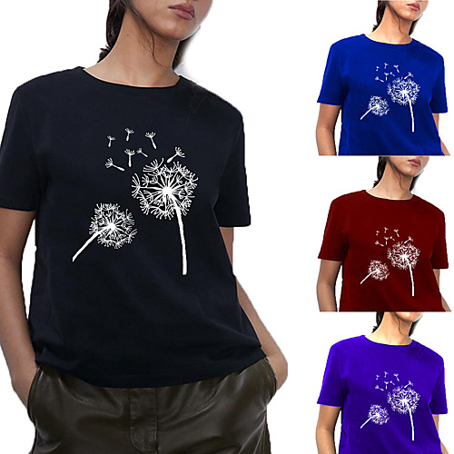 

Women's Tee / T-shirt Pure Color Crew Neck Flower Sport Athleisure T Shirt Top Short Sleeves Breathable Soft Comfortable Everyday Use Street Casual Daily Outdoor