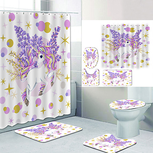 

Bathroom Shower Curtain & Mat Set Modern Polyester New Design