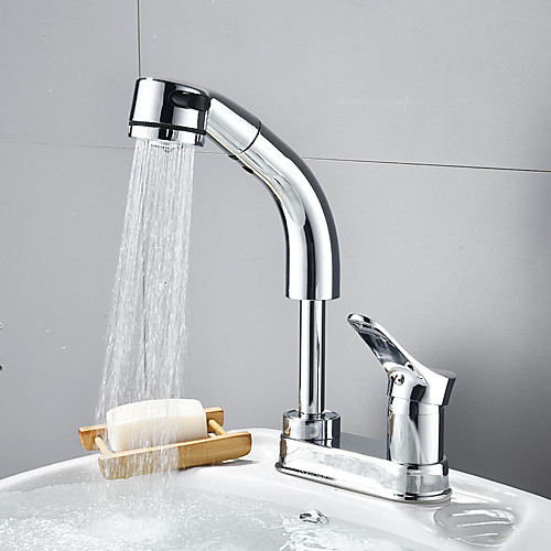 

Kitchen faucet - Single Handle One Hole Chrome Pull-out / ­Pull-down Centerset Contemporary Kitchen Taps