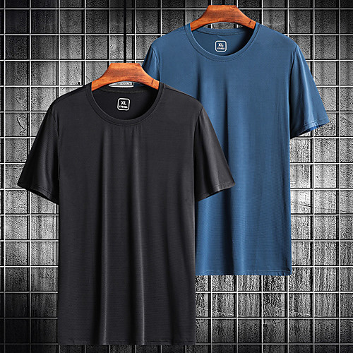 

Men's T shirt Hiking Tee shirt Short Sleeve Crew Neck Tee Tshirt Top Outdoor Lightweight Breathable Quick Dry Soft Autumn / Fall Spring Chinlon Spandex Solid Color White Black Blue Fishing Climbing